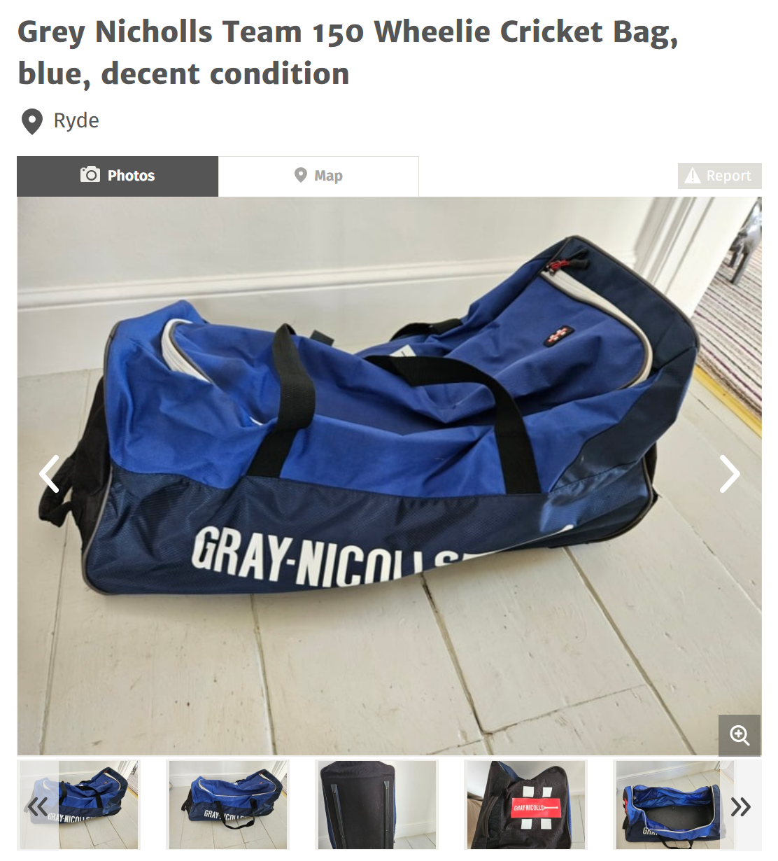 Wightbay blue sports bag advert